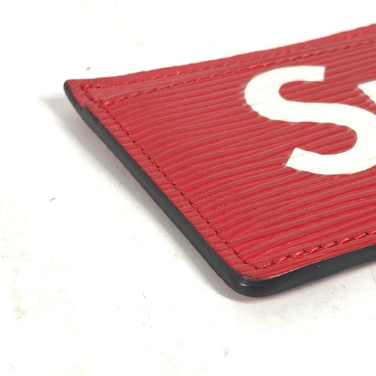 LOUIS VUITTON Card Case M67712 Epi Leather Red Epi Supreme collaboration supreme Porto Cult Simple mens Used Authentic