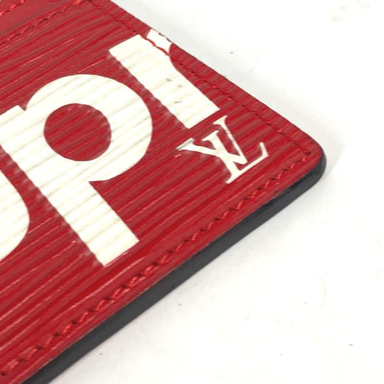 LOUIS VUITTON Card Case M67712 Epi Leather Red Epi Supreme collaboration supreme Porto Cult Simple mens Used Authentic