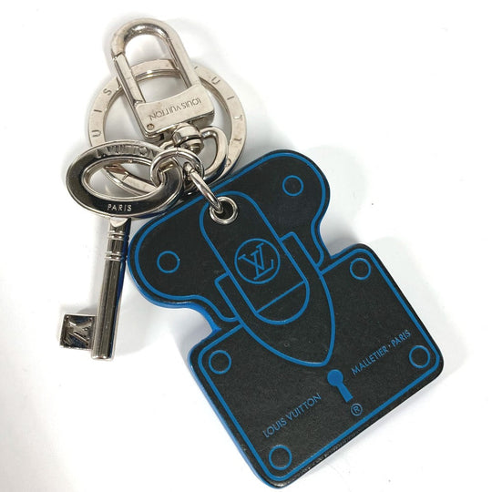 LOUIS VUITTON key ring M00025 leather blue Key holder LV lock mens Used Authentic