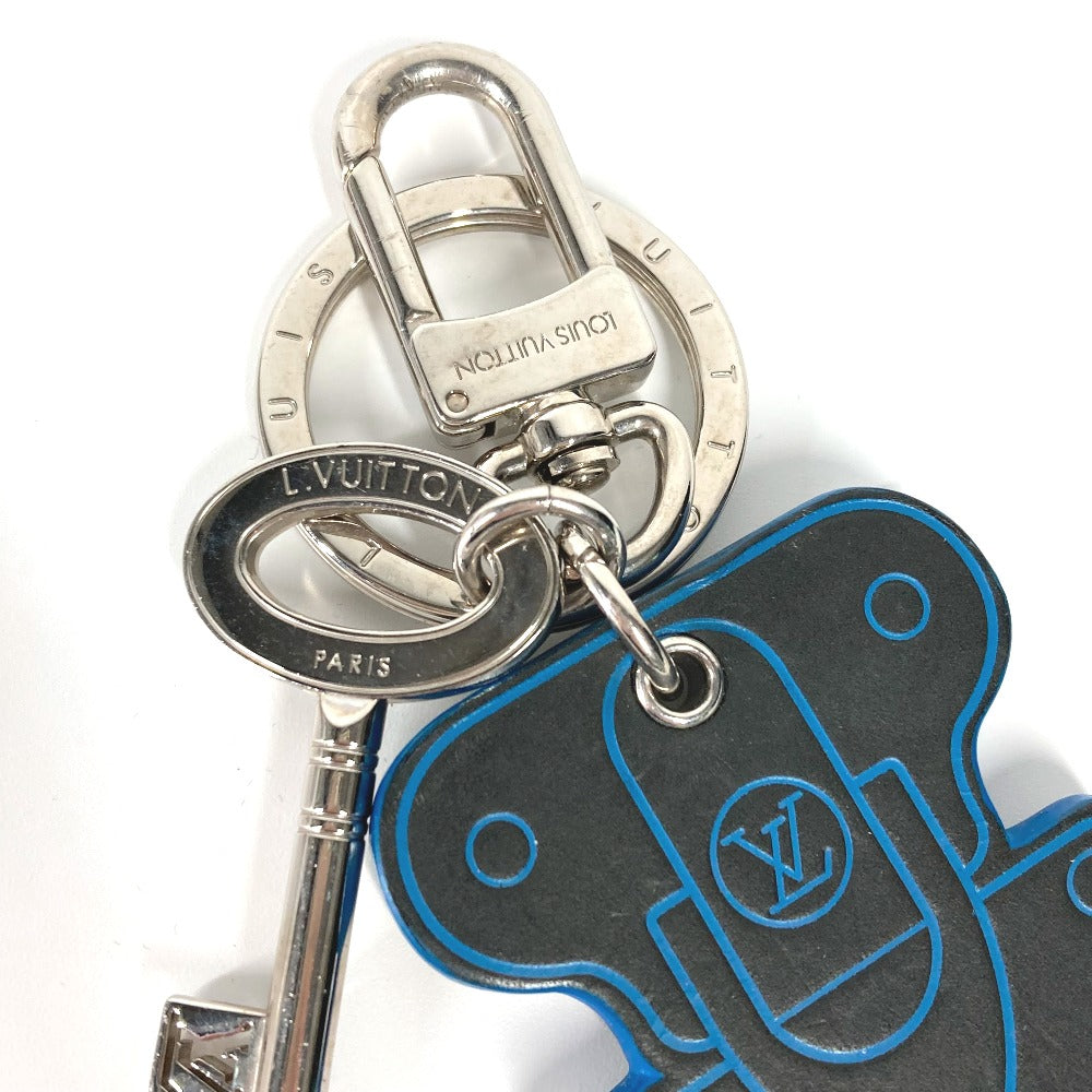 LOUIS VUITTON key ring M00025 leather blue Key holder LV lock mens Used Authentic