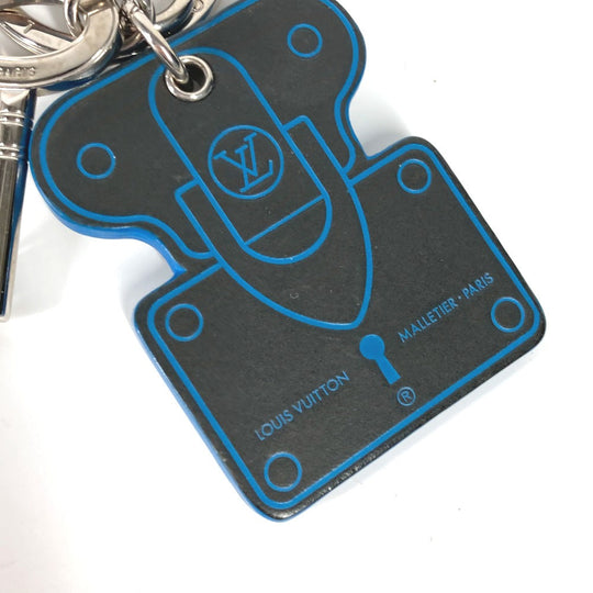 LOUIS VUITTON key ring M00025 leather blue Key holder LV lock mens Used Authentic