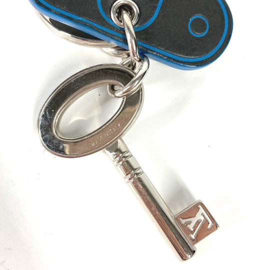 LOUIS VUITTON key ring M00025 leather blue Key holder LV lock mens Used Authentic