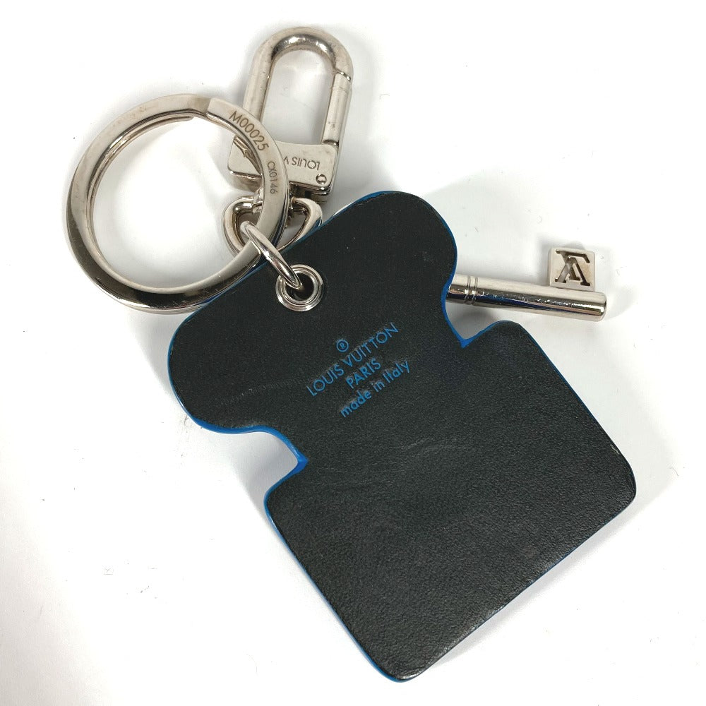 LOUIS VUITTON key ring M00025 leather blue Key holder LV lock mens Used Authentic