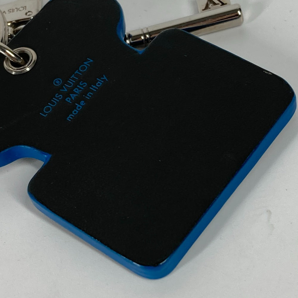 LOUIS VUITTON key ring M00025 leather blue Key holder LV lock mens Used Authentic