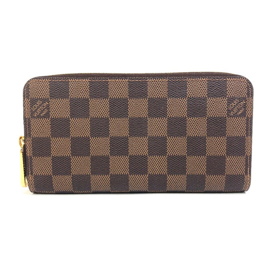 LOUIS VUITTON Long Wallet Purse N60046 Damier canvas Brown Damier Zippy wallet Women Used Authentic