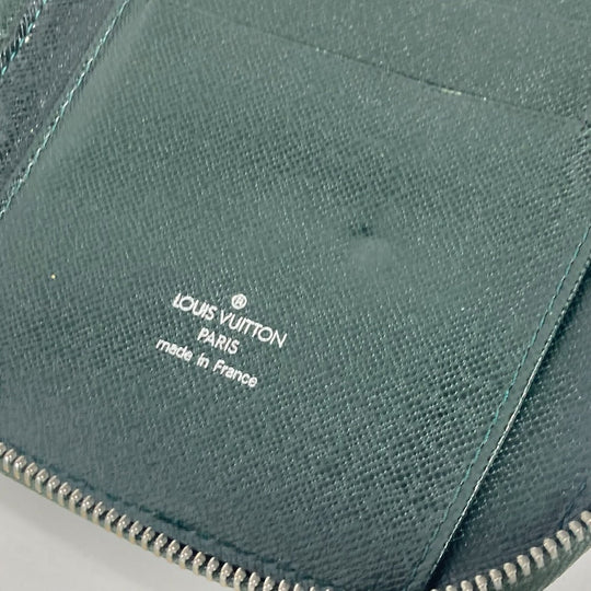LOUIS VUITTON Long Wallet Purse M30654 Taiga Leather green Taiga Organizer Atoll mens Used Authentic