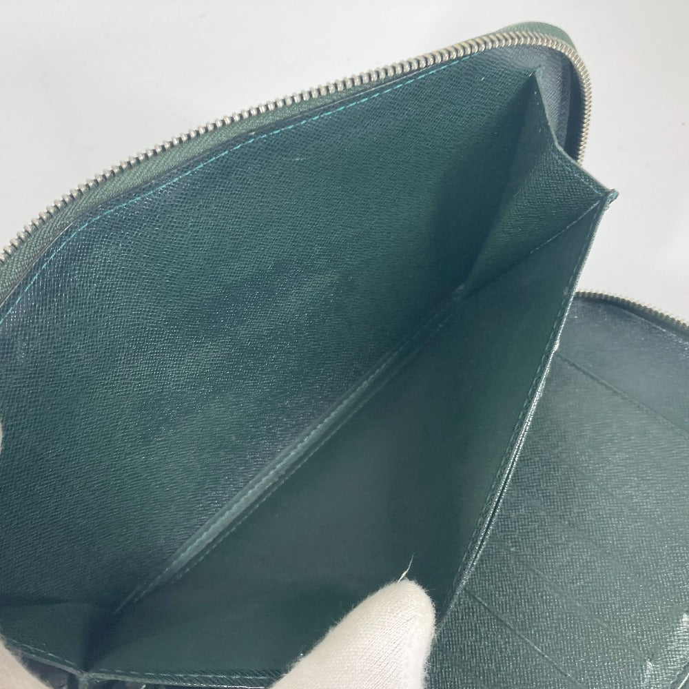 LOUIS VUITTON Long Wallet Purse M30654 Taiga Leather green Taiga Organizer Atoll mens Used Authentic