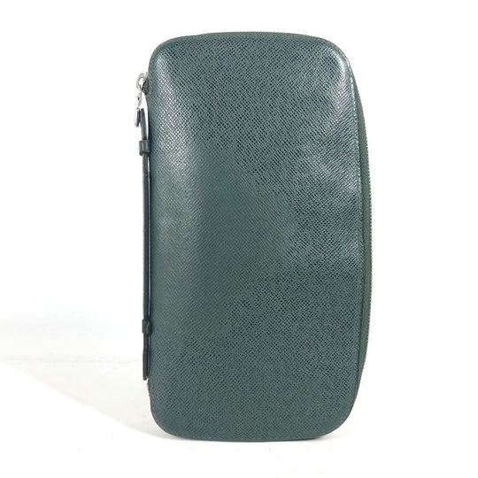 LOUIS VUITTON Long Wallet Purse M30654 Taiga Leather green Taiga Organizer Atoll mens Used Authentic