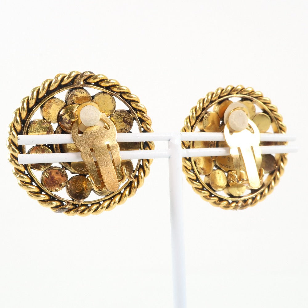 CHANEL Earring Plated Gold, Rhinestones Blue Women Used Authentic