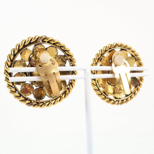 CHANEL Earring Plated Gold, Rhinestones Blue Women Used Authentic
