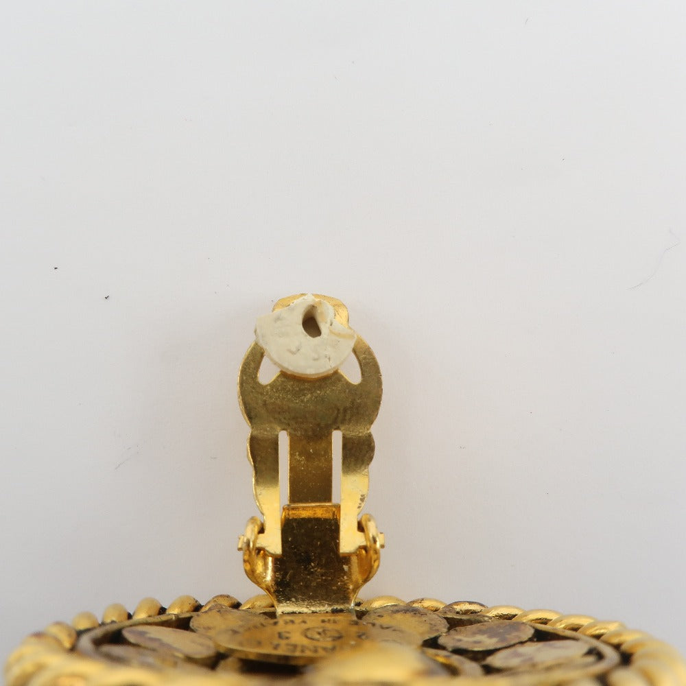 CHANEL Earring Plated Gold, Rhinestones Blue Women Used Authentic