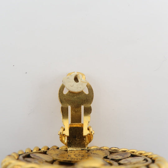 CHANEL Earring Plated Gold, Rhinestones Blue Women Used Authentic