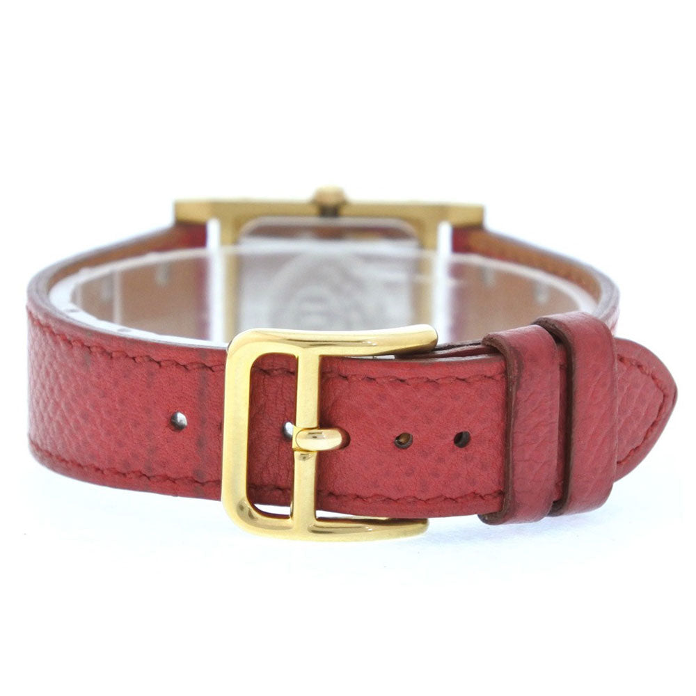 HERMES Watches Quartz Plated Gold , Leather gold Medor White dial Women Used Authentic