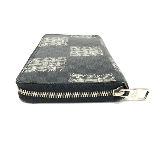 LOUIS VUITTON Long Wallet Purse ‚m61214  Damier Grafitto Canvas black Graphite Christopher nemes mens Used Authentic