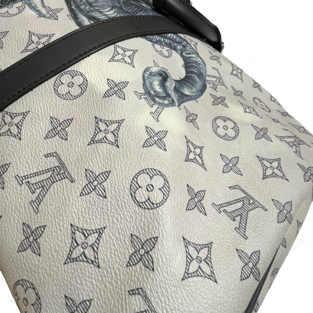 LOUIS VUITTON Boston Duffel bag M54130 Monogram savanna canvas White gray type Monogram savanna Chapman Brothers Keepall 45 Women(Unisex) Used Authentic