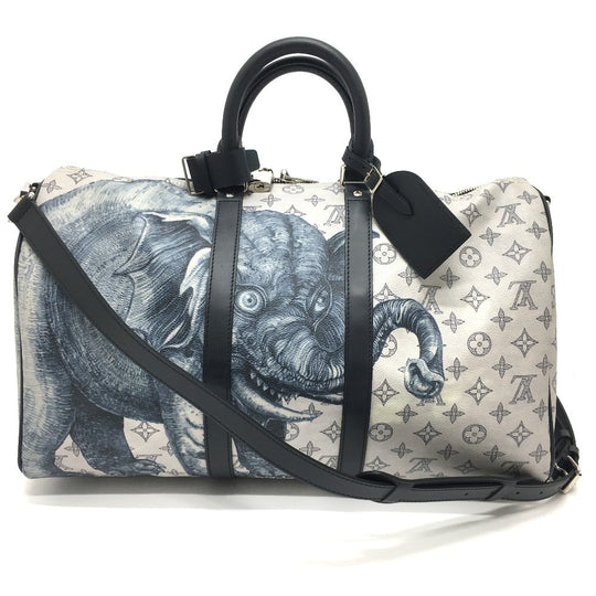 LOUIS VUITTON Boston Duffel bag M54130 Monogram savanna canvas White gray type Monogram savanna Chapman Brothers Keepall 45 Women(Unisex) Used Authentic