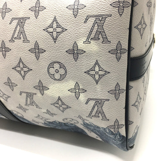 LOUIS VUITTON Boston Duffel bag M54130 Monogram savanna canvas White gray type Monogram savanna Chapman Brothers Keepall 45 Women(Unisex) Used Authentic