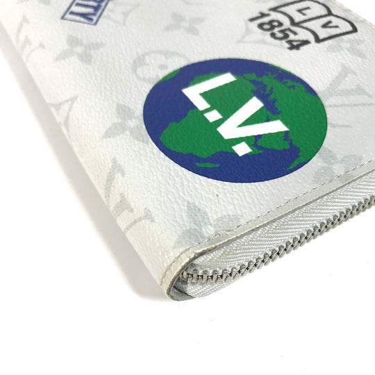 LOUIS VUITTON Long Wallet Purse M67824 Monogram canvas white monogram logo story Zippy Organizer mens Used Authentic