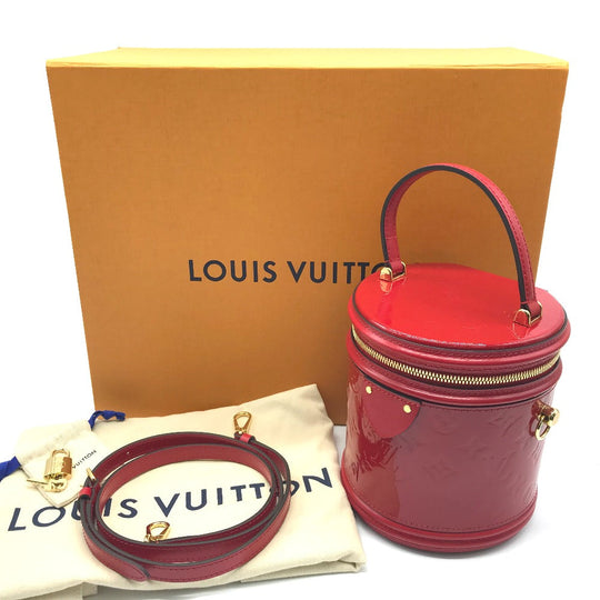 LOUIS VUITTON Handbag M53998 Patent leather Red Monogram Vernis Cannes PM Women Used Authentic