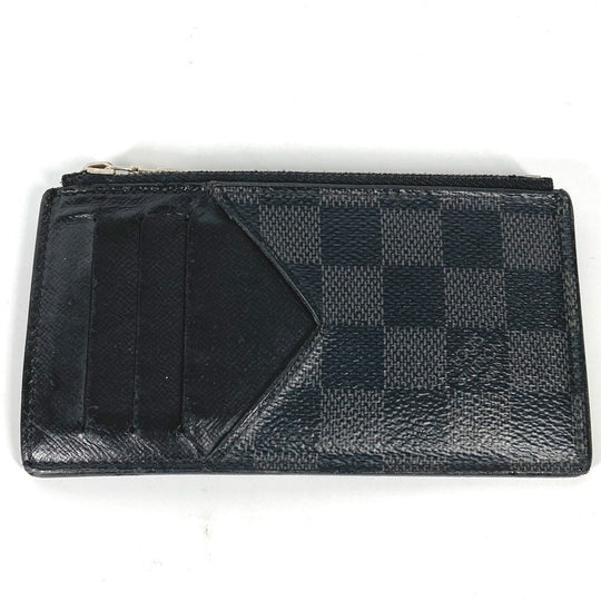LOUIS VUITTON Coin case N64038 Damier Grafitto Canvas black Damier Grafitte Coin card holder mens Used Authentic
