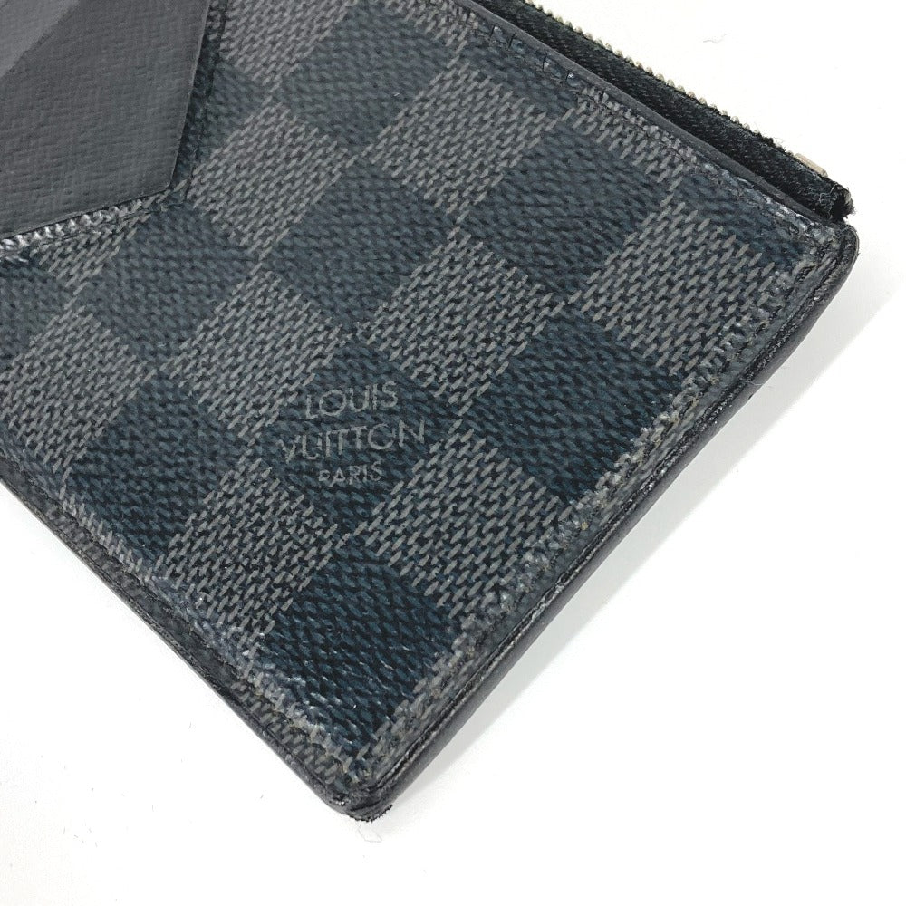 LOUIS VUITTON Coin case N64038 Damier Grafitto Canvas black Damier Grafitte Coin card holder mens Used Authentic