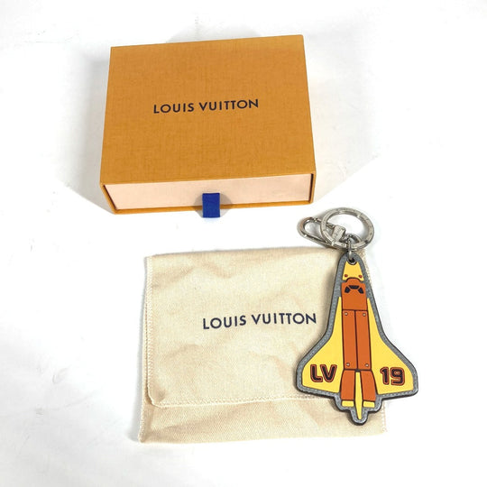 LOUIS VUITTON key ring MP2215 rubber yellow Monogram Titanium Porto Cle Mascot Rocket mens Used Authentic