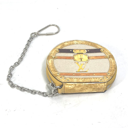 LOUIS VUITTON Coin case M52747 leather beige Wallet Coin Pocket with Chain Micro-Bowat-Shapo mens Used Authentic