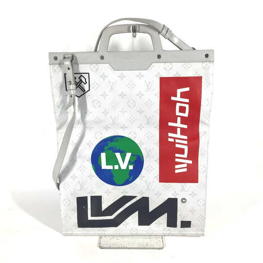 LOUIS VUITTON Tote Bag M44627 Monogram canvas white Monogram white Flat Vertical Tote mens Used Authentic