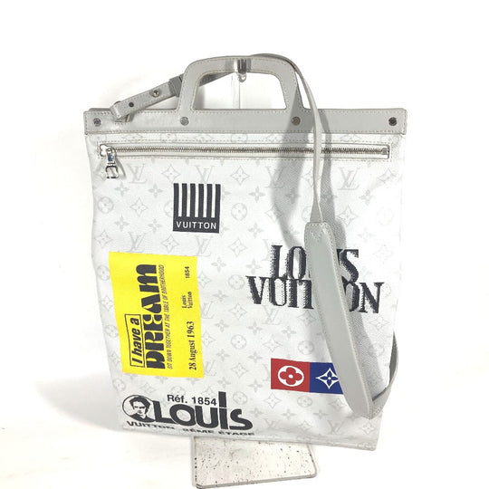 LOUIS VUITTON Tote Bag M44627 Monogram canvas white Monogram white Flat Vertical Tote mens Used Authentic