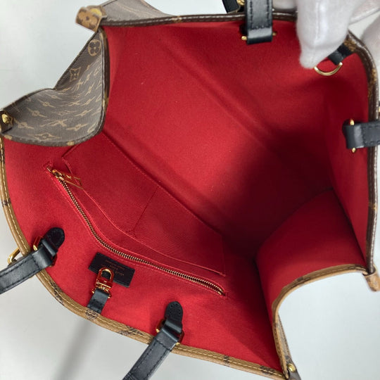 LOUIS VUITTON Tote Bag M45321 Monogram reverse canvas Brown Monogram On the Go MM Women Used Authentic