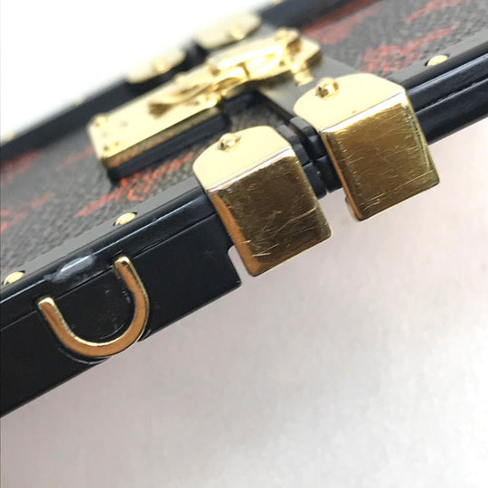 LOUIS VUITTON iPhone case M63891 Monogram canvas Black x orange Transformed monogram Eye Trunk Catgram Women Used Authentic