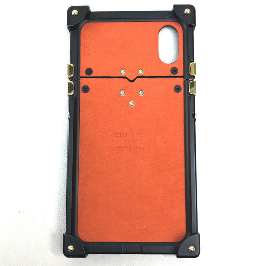 LOUIS VUITTON iPhone case M63891 Monogram canvas Black x orange Transformed monogram Eye Trunk Catgram Women Used Authentic
