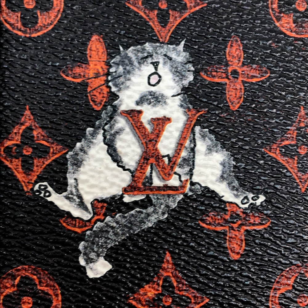 LOUIS VUITTON iPhone case M63891 Monogram canvas Black x orange Transformed monogram Eye Trunk Catgram Women Used Authentic