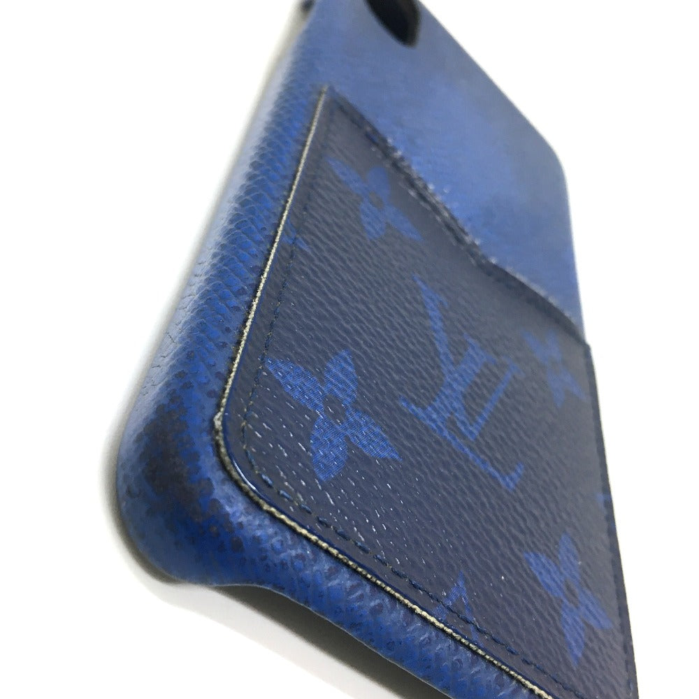 LOUIS VUITTON iPhone case M67680 Taiga Leather, Monogram Canvas blue Taigalama IPHONE / Bumper XS mens(Unisex) Used Authentic