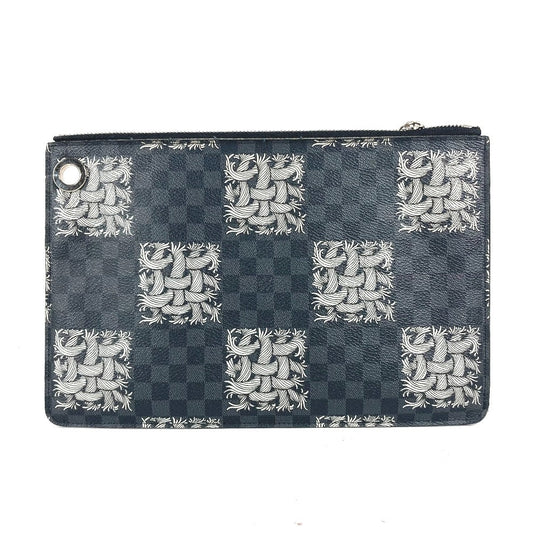 LOUIS VUITTON Clutch bag N61231 Damier Grafitto Canvas black Damier Grafitte Pochette Jules PM mens Used Authentic