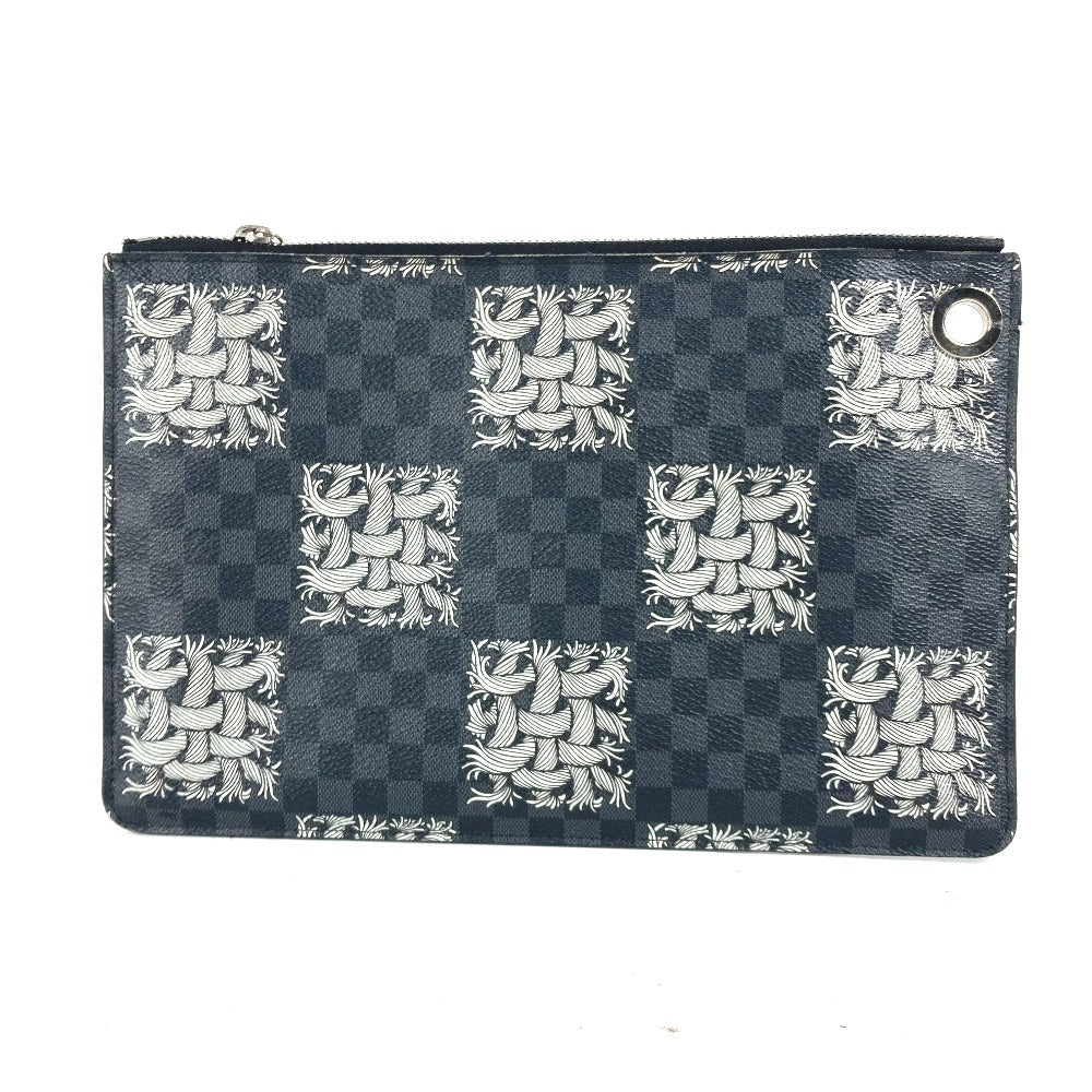 LOUIS VUITTON Clutch bag N61231 Damier Grafitto Canvas black Damier Grafitte Pochette Jules PM mens Used Authentic