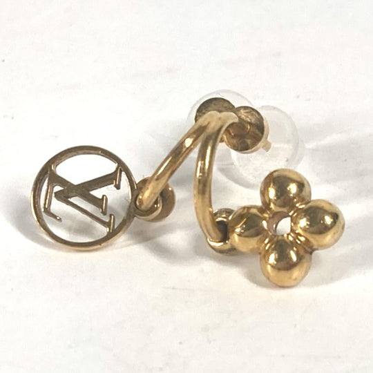 LOUIS VUITTON Pierce M64859 metal gold Monogram flower Pierce Blooming Women Used Authentic