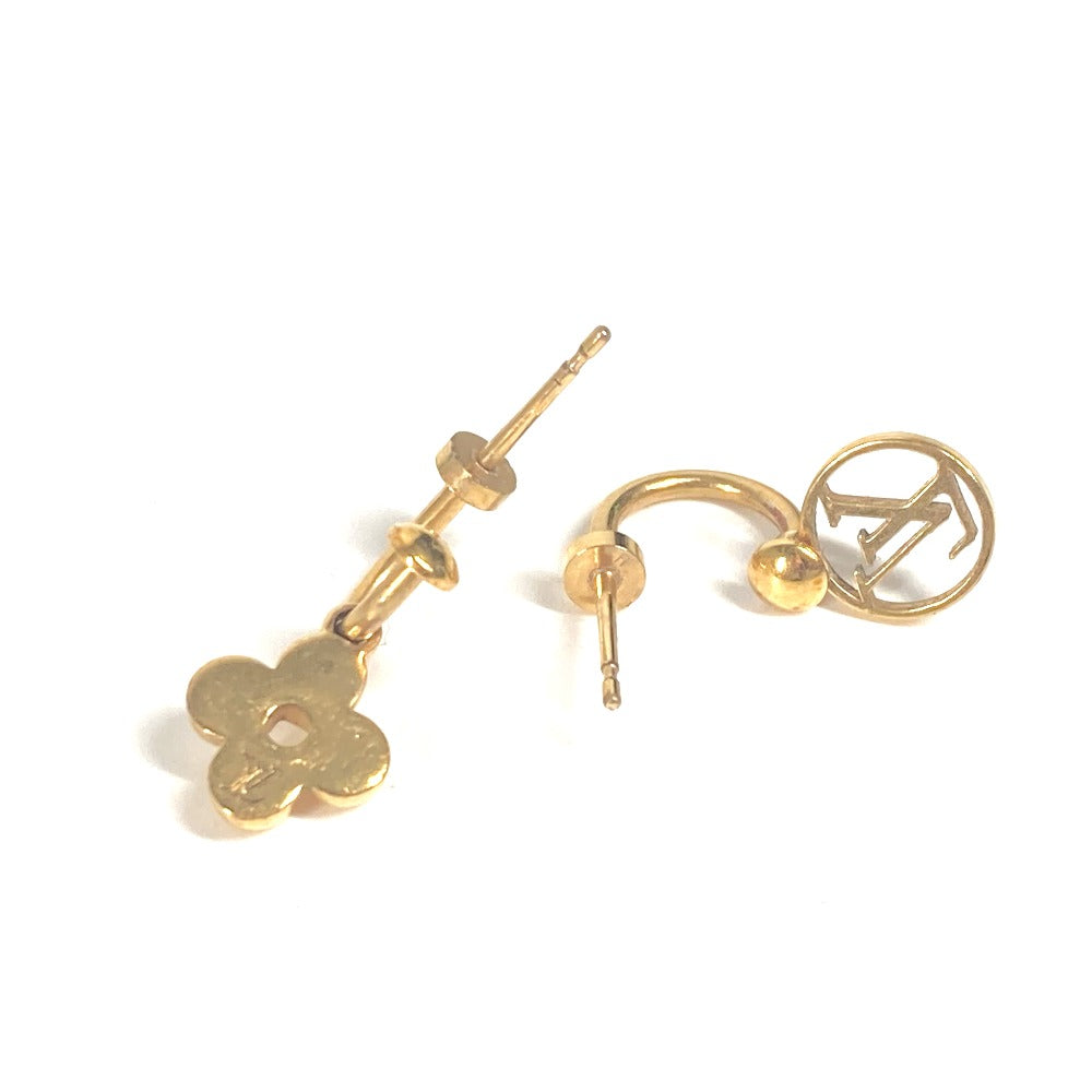 LOUIS VUITTON Pierce M64859 metal gold Monogram flower Pierce Blooming Women Used Authentic