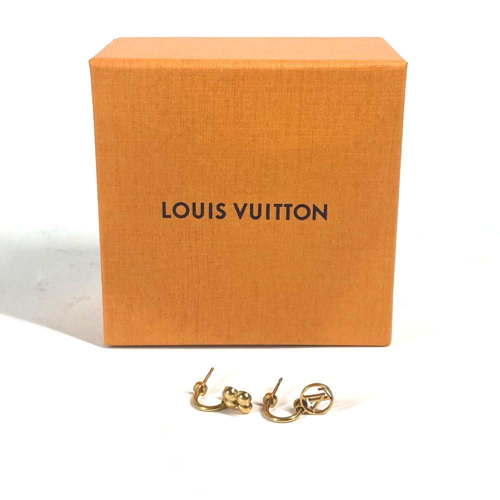 LOUIS VUITTON Pierce M64859 metal gold Monogram flower Pierce Blooming Women Used Authentic