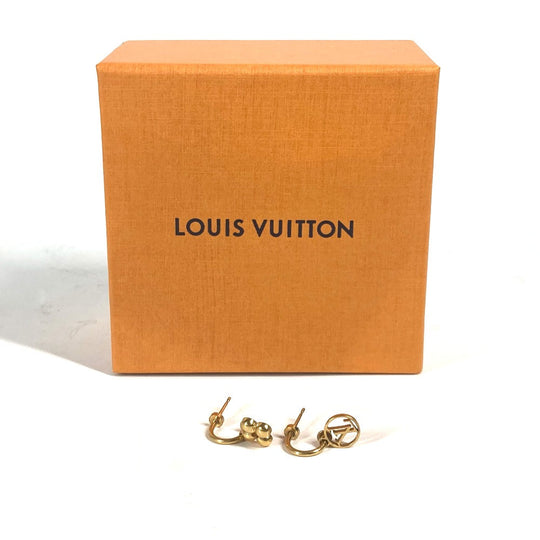 LOUIS VUITTON Pierce M64859 metal gold Monogram flower Pierce Blooming Women Used Authentic