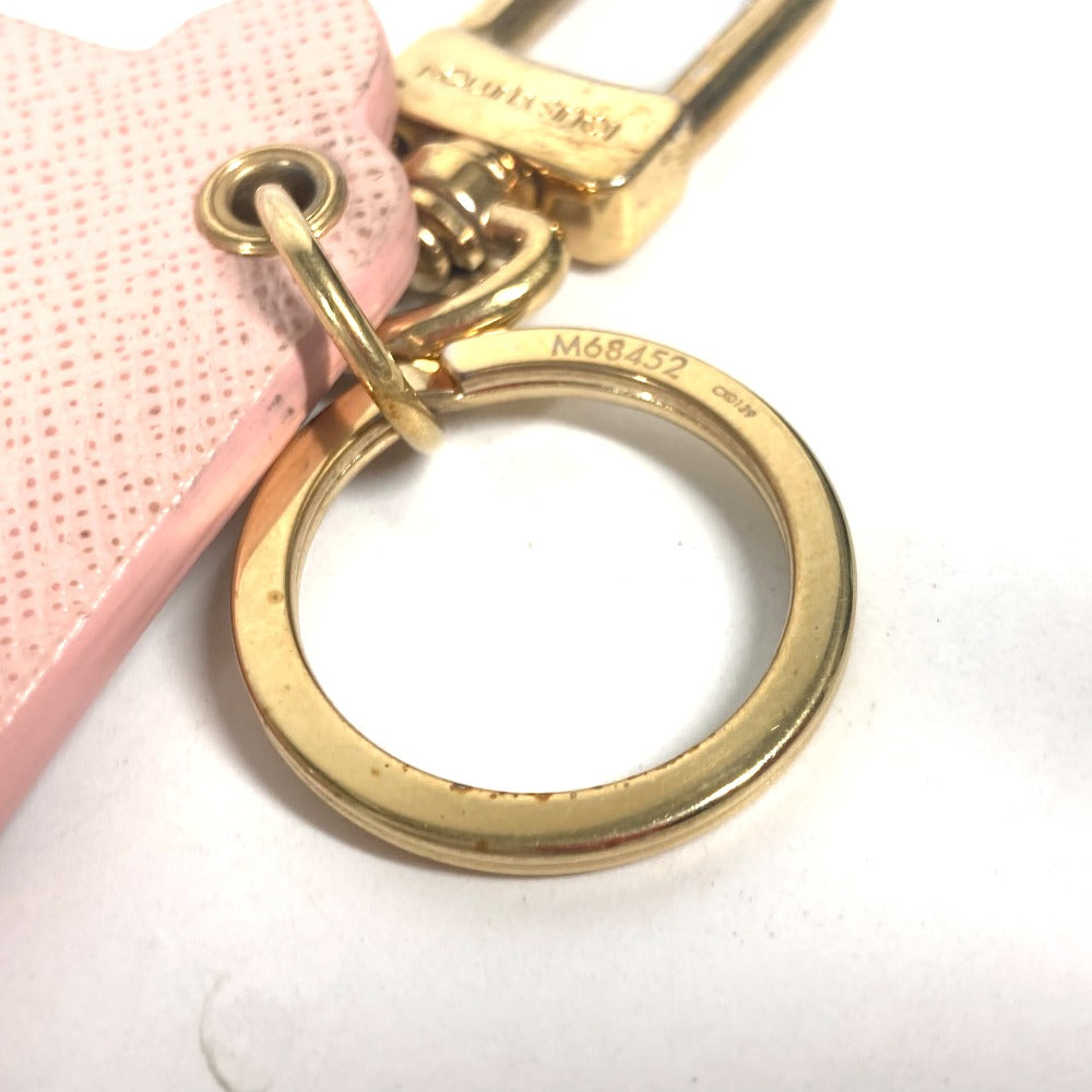 LOUIS VUITTON key ring M68452 leather pink Portocle Fun Face Monogram Cat Women Secondhand Authentic