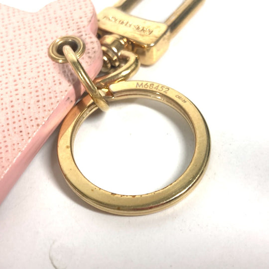 LOUIS VUITTON key ring M68452 leather pink Portocle Fun Face Monogram Cat Women Secondhand Authentic
