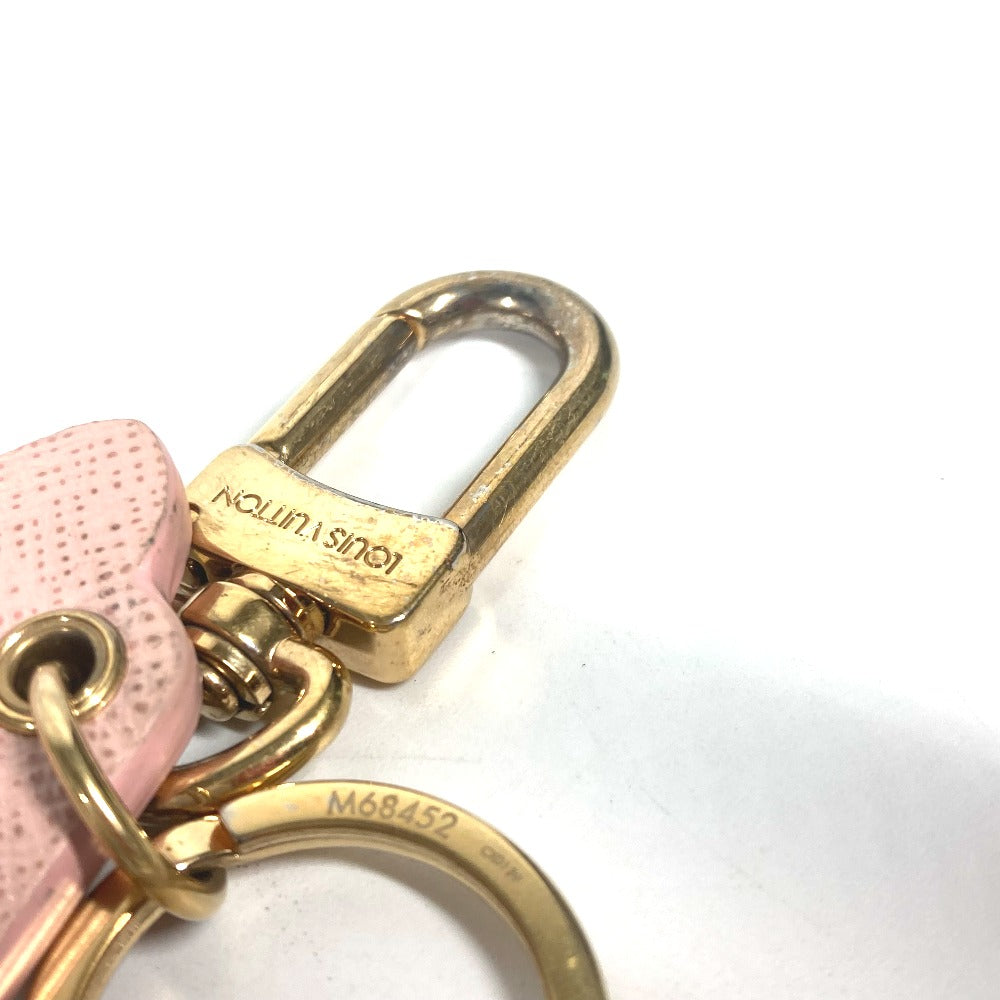 LOUIS VUITTON key ring M68452 leather pink Portocle Fun Face Monogram Cat Women Secondhand Authentic