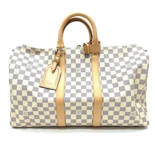 LOUIS VUITTON Boston Duffel bag N48223 Damier Azur Canvas white Damier Azur Keepall bandouliere 45 Women Used Authentic