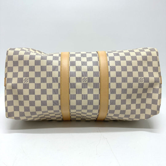 LOUIS VUITTON Boston Duffel bag N48223 Damier Azur Canvas white Damier Azur Keepall bandouliere 45 Women Used Authentic