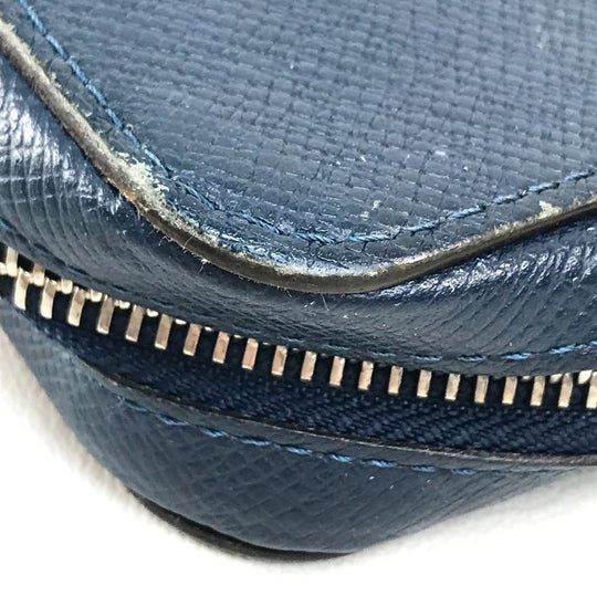 LOUIS VUITTON Long Wallet Purse M42098 Taiga Leather Blue type Taiga Zippy XL mens Used Authentic