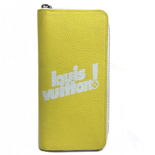 LOUIS VUITTON Long Wallet Purse M80852 Taurillon Clemence Leather yellow logo Zippy Wallet Vertical mens Used Authentic