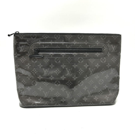 LOUIS VUITTON Clutch bag M63373 Plastics black Monogram Eclipse Glaze Pochette Cosmos mens Used Authentic