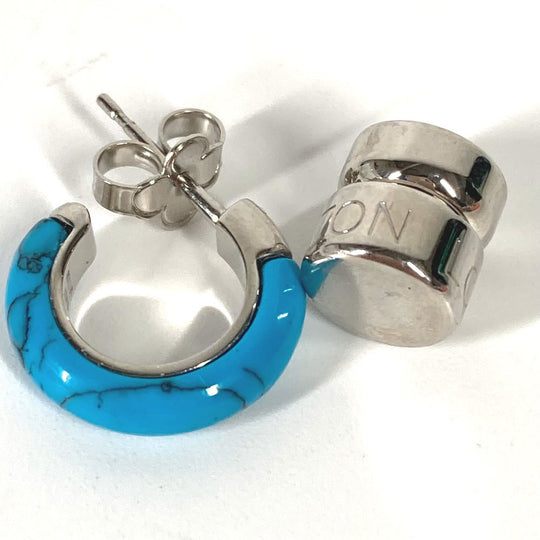 LOUIS VUITTON Pierce MP2360 metal blue Turquoise loop earrings magnetic earrings mens Used Authentic