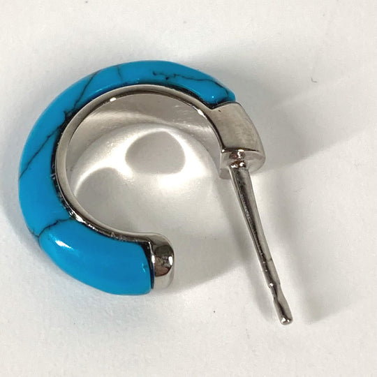 LOUIS VUITTON Pierce MP2360 metal blue Turquoise loop earrings magnetic earrings mens Used Authentic